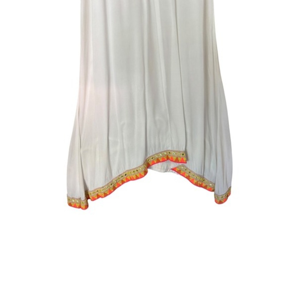 Ruby Yaya White Embroidered Mirror Tassel Handkerchief Hem Maxi Dress Mens M - Picture 4 of 9